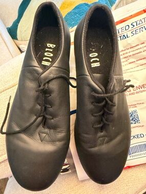 Bloch Ladies Tap-Flex Leather Tap Shoes black lace up sz 8.5 $140